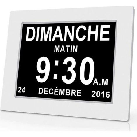 Horloge calendrier numérique One Piece 7 pouces avec date et heure, horloge Alzheimer pour parents, rappel de médicaments pour grands-parents et enfants - Blanc - 20414324mm (1/5)