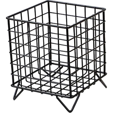 Cestino porta capsule di caffè in filo metallico nero, ideale per piani cucina e banconi caffè. (1/3)