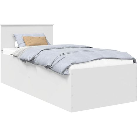 Maison Exclusive - Bettrahmen mit Kopfteil Weiß 75 x 190 cm Holzw