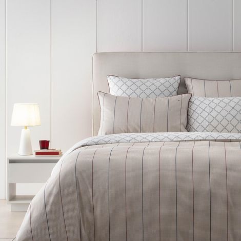 Housse de Couette, oat, Satin 83 Fils/cm², 100% Coton, Motif Pied-de-Poule, Doux et Lumineux, 140x200 cm