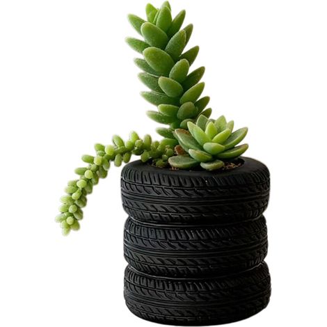 Fioriera con un design unico a forma di pneumatico in miniatura, testurizzato (1/2)
