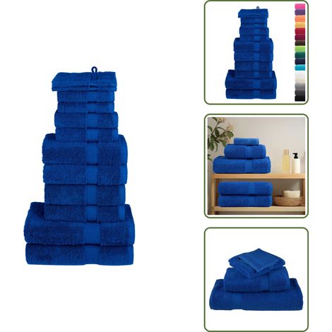 The Living Store 12 tlg. Premium-Handtuch-Set SOLUND Blau 600 g/m² - Baumwolle (1/5)