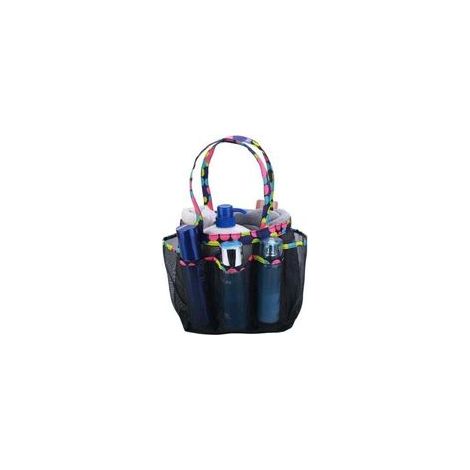 Borsa doccia portatile in rete per bagni di dormitori studenteschi - Borsa doccia grande per campeggio e palestra (nera) - Crezuo (1/4)
