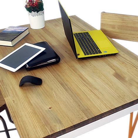 Mesa iCub Strong ECO 120x80x75cm Blanco en madera maciza de pino acabado vintage estilo industrial Box Furniture (1/5)