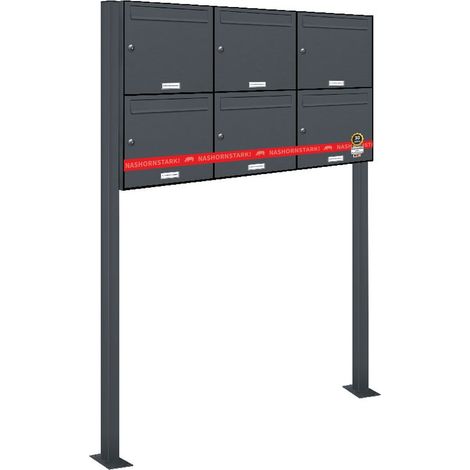 6er Standbriefkasten Anlage Freistehend RAL 7016 - Anthrazit (1/5)