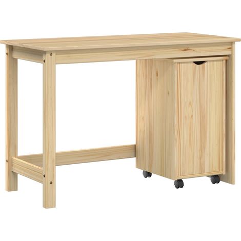Desk Cabinet Set 2 pcs Brown Solid Pine Wood vidaXL (1/5)