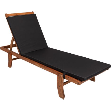 Coussin de chaise longue 190x60x4cm, coussin pour chaise longue de jardin, chaise longue en bois noir, coussin de chaise longue de piscine