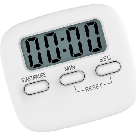Timer da cucina digitale in plastica ABS bianca con allarme sonoro Orologio da tavolo con funzione conto alla rovescia, ideale per la palestra e il bagno (1/5)