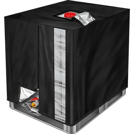 Schutzhülle für IBC Tank 1000L, Abdeckplane mit Reißverschluss, UV-beständig, Schwarz (1/5)