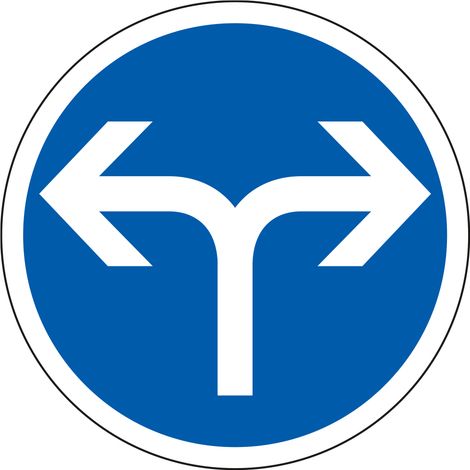Panneau Obligation B21e - Directions obligatoires à la prochaine intersection à droite ou à gauche - Gamme ECOLIGN - Classe 1 450 mm