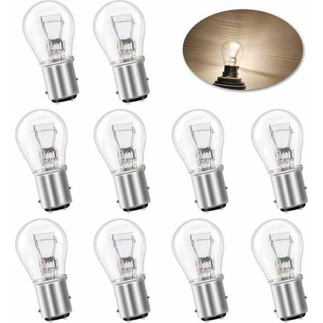 10PCS S25 P21/5W BAY15D 1157 ampoule 12V 21W Original Ampoule de feu de freinage arrière - blanc chaud (1/4)
