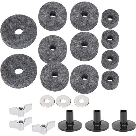 Kit de 20 patins feutre pour batterie + écrous et rondelles antidérapants, accessoires d'instrument de musique (1/5)