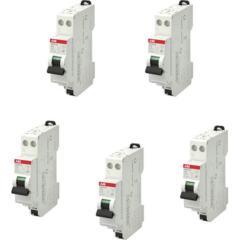Lot de 5 disjoncteurs automatiques Ph+N raccordement Rapide 16A-4,5Ka