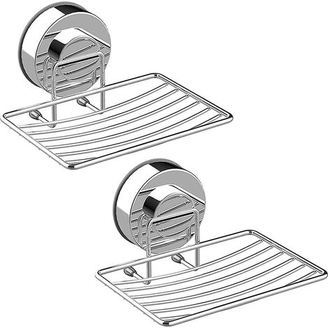 Seifen- und Schwammhalter-Set aus Edelstahl mit Saugnapf für Bad und Küche – Seifenschalen-Organizer ohne Bohren (Silber, 2er-Pack) (1/5)