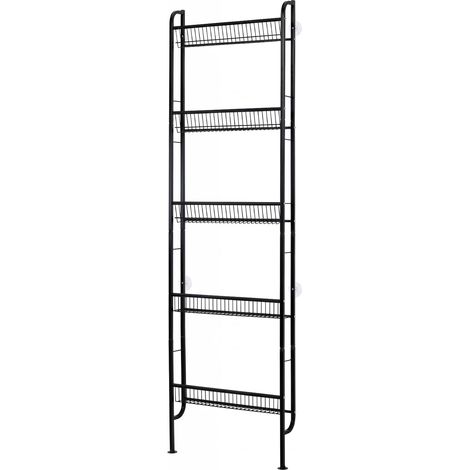 Levede Behind Door Storage Organiser Narrow 5-Tier Bathroom Shelves,Steel,Black (1/5)