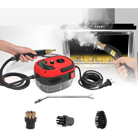 Nettoyeur vapeur portatif, 1 500 W, jet haute température, désinfectant (ensemble de 4 pièces), bouton mécanique, blanc (1/4)