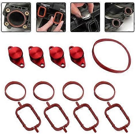 4x22mm Car Swirl Flap Air Intake Aluminum Gasket Remove Repair Kit(Red)