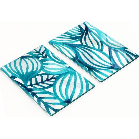 Juego de dos tablas de cocina decorativas de cristal con estampado floral de 2x40x52 cm. (1/5)
