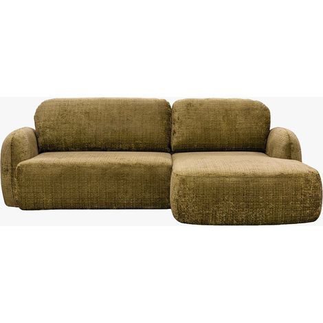VIONA Canapé d'angle convertible avec coffre en tissu vert - Angle droit (1/5)
