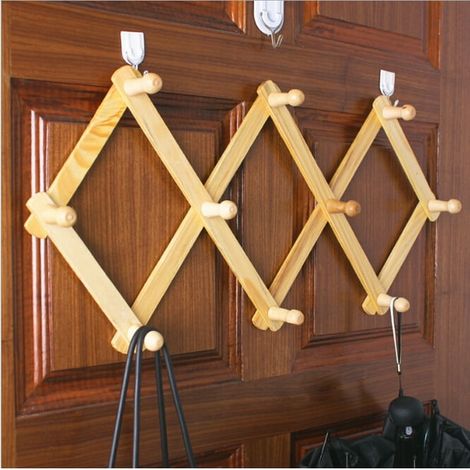Portemanteau mural extensible avec 10 crochets, design accordéon écologique pour suspendre des vêtements, un chapeau, une tasse à café, une casquette de baseball, une clé, un sac à main