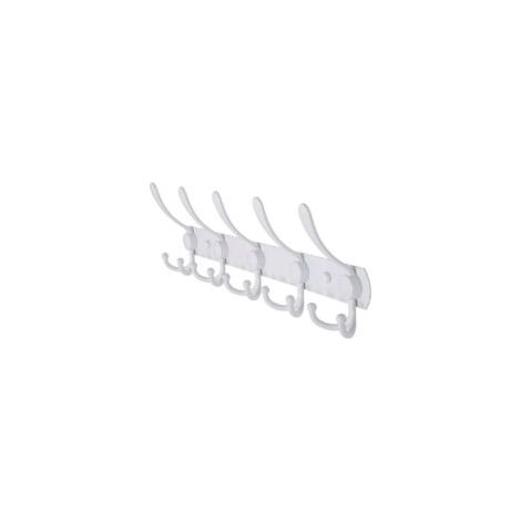 Perchero de pared - 5 ganchos, acero inoxidable resistente, perchero metálico para abrigos, sombreros, toallas, bolsos, vestidos, entrada del baño, blanco - Crezuo