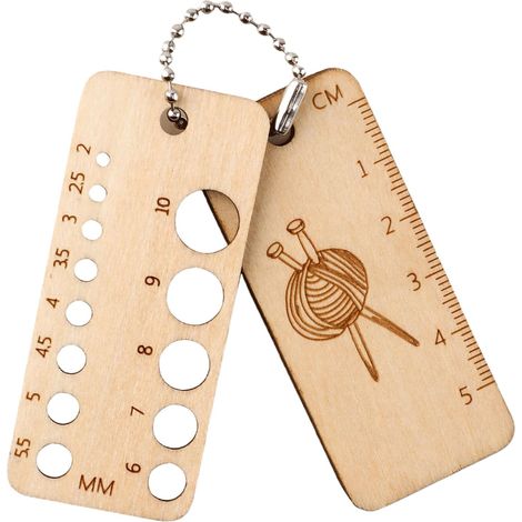 pezzi di calibro per ferri da maglia, righello di misurazione in legno, calibratore per uncinetti, strumento di precisione per il conteggio dei punti e per lavori fai da te con filati, realizzato con 