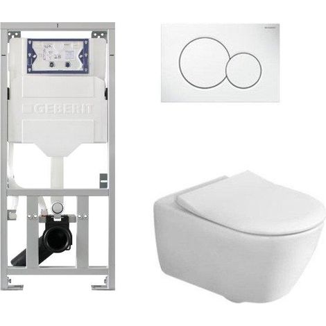 Villeroy & Boch Subway 2.0 Pack WC - réservoir encastré - WC à fond creux - flush direct - slimseat - plaque de déclenchement boutons ronds - blanc
