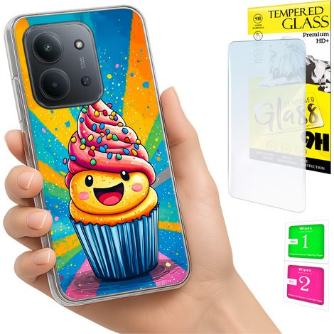 Custodia per Xiaomi Redmi 15C 5G 173mm / Poco C85, colore Cake Back + vetro 9H (1/5)