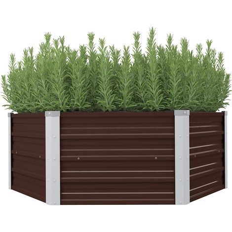 Hochbeet Braun 129 x 129 x 45 cm Verzinkter Stahl