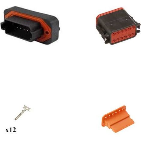 Kit Connecteur DT15 series femelle 12 Voies PCB Noir G003