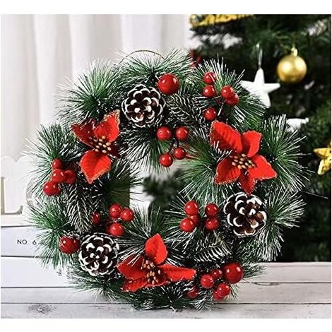 Couronne de l'Avent de Noël pour portes extérieures et intérieures, pour la décoration de Noël (1/4)
