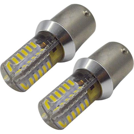 Lot de 2 ampoules LED 1156 super lumineuses Blanc 6500 K 12-24 V 3014 48 SMD LED clignotant de secours (1/5)