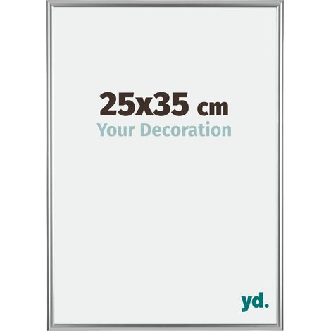 Your Decoration - 25x35 cm - Cadres Photos en Plastique Avec Verre acrylique - Anti-Reflet - Excellente Qualité - Argent - Cadre Decoration Murale - Bordeaux.