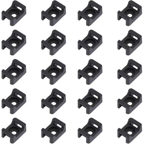 100PCS Attache de câble noir supports 23mmx16mm de type selle support de base de câble