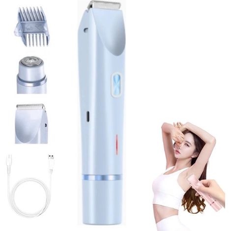 Elektrorasierer – 2-in-1 Damenrasierer – Wasserdicht – Bikini-Trimmer – Leise – Einfache Rasur – Glatte Rasur – Blau (1/5)