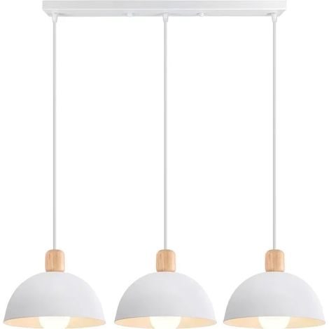 Suspension Luminaire Moderne 20cm Lustre Rétro Style Scandinave E27 Éclairage de Plafond Abat-jour en Bois Métal(Barre, (1/5)