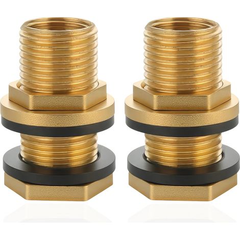Raccord de Citerne d'Eau de Pluie en Laiton 2 Pièces, G3/8" à G1/2", Avec Joints Caoutchouc Inclus (1/5)