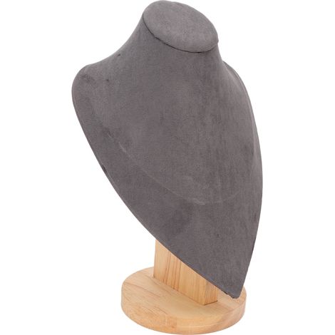Présentoir à colliers, buste à bijoux élégant et multifonctionnel en bois, idéal pour la maison, les bijouteries et les salons professionnels, gris (1/5)