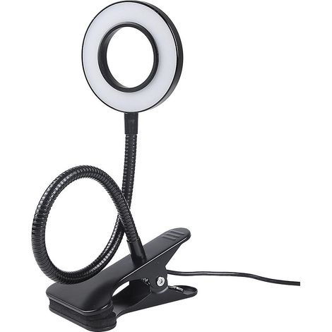Schwarze LED-Schreibtischlampe mit Klemme und Adapter, 3 Farbtemperaturen und 10 Helligkeitsstufen, flexible USB-Leselampe zum Anklemmen für Kinderbetten oder Computerarbeit (1/5)
