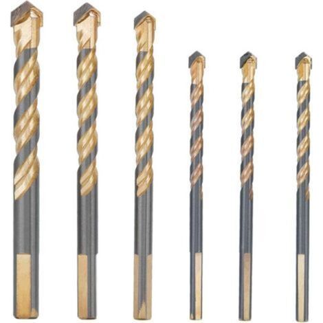 6-teiliges Set Fliesen- und Glasbohrer (3 x 6 mm, 8 mm, 10 mm, 12 mm) für Keramik, Porzellan, Ziegel, Glas, Marmor, Spiegel, Holz und Diamanten (1/5)