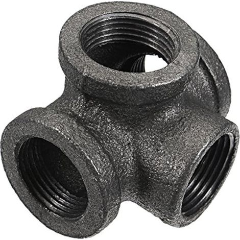 1/2 "3/4" 1 "Tuyau 4 Voies raccord en Fonte malléable côté Noir connecteur pour Tube Femelle - 3/4 Pouce (1/5)