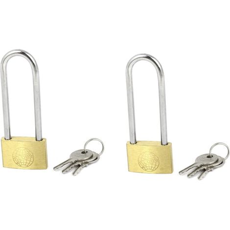 2 pièces Garage Koffer Schließfach Lange Schäkel Messing Vorhängeschloss Schloss 30mm Breite (1/2)