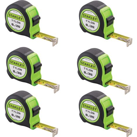 Stanley Tylon Hi Vis 8m 26ft Tape Measures Green Pack of 6 STA130604HG