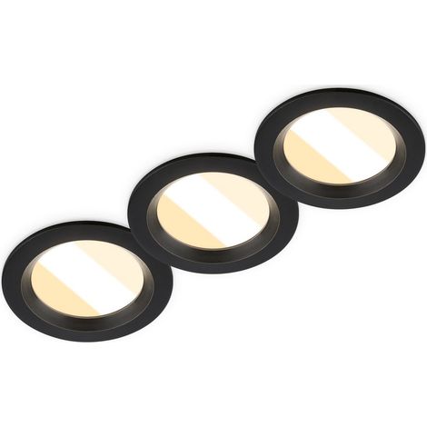 Briloner 3er Set LED Einbauleuchten CCT Ø8,6x3,2 cm 3x3,5W 3x450lm 2700K-4000K Warmweiß-Neutralweiß IP65 Schwarz - Einbaustrahler Badezimmer