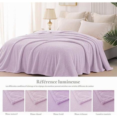 Couverture Poire - 130 x 170 cm - Microfibre Jacquard - Pour Canapé Chaise Longue Lit - Violet - 1 Pièce (1/5)