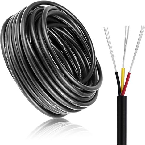 10M Câble Electrique 3 Fils, 22 AWG Noir PVC Électrique Souple 300V, Diamètre extérieur 3.8mm, pour Petits Appareils, LED, Bricolage, Flexible, Résistant à l'usure, Facile à Installer (1/5)