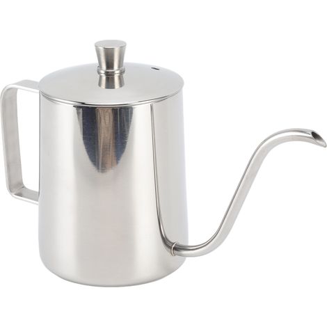 Bouilloire à café filtre en acier inoxydable, bec verseur étroit, col de cygne, 350 ml, argentée (1/5)