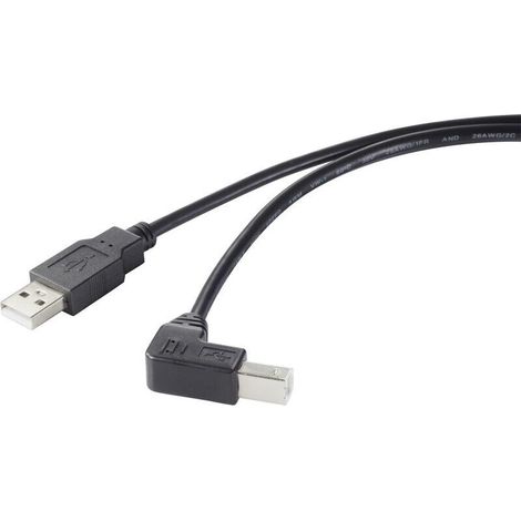 Trywise Câble USB USB 2.0 USB-A mâle, USB-B mâle 0.50 m noir coudé à 90 ° vers le bas RF-4613068 Y783212