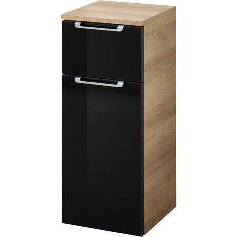 Pelipal Badschrank Münster Riviera Eiche Dekor schwarz 30 x 72 cm Waschbeckenunterschrank (1/3)
