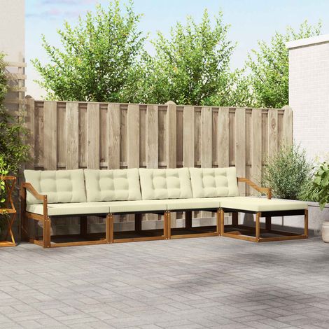 Outdoor-Sofagarnitur mit Kissen 5 pcs Natur und Creme